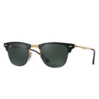 Ray-ban Clubmaster Light Ray Gold Sunglasses, Green Lenses - Rb8056