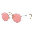Ray-ban Men's Round Evolve Silver Sunglasses, Pink Lenses - Rb3447