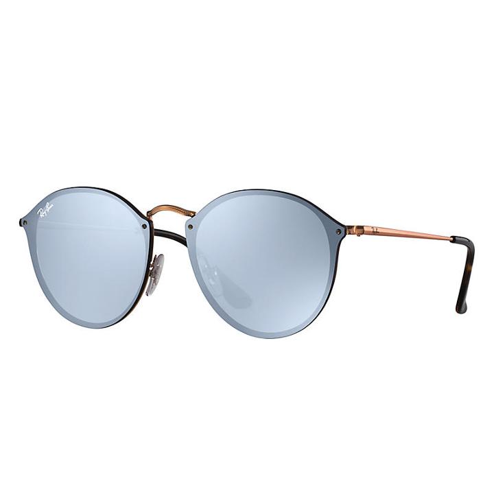 Ray-ban Blaze Round Copper Sunglasses, Blue Lenses - Rb3574n