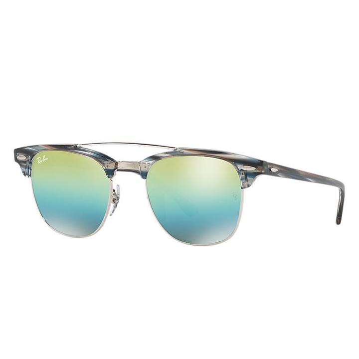 Ray-ban Men's Clubmaster Double Bridge Blue Sunglasses, Blue Sunglasses Lenses - Rb3816