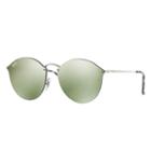 Ray-ban Blaze Round Silver Sunglasses, Green Lenses - Rb3574n