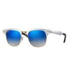 Ray-ban Clubmaster Aluminum Silver Sunglasses, Blue Flash Lenses - Rb3507