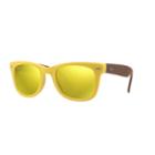 Ray-ban Men's Wayfarer Folding Brown Sunglasses, Yellow Flash Lenses - Rb4105
