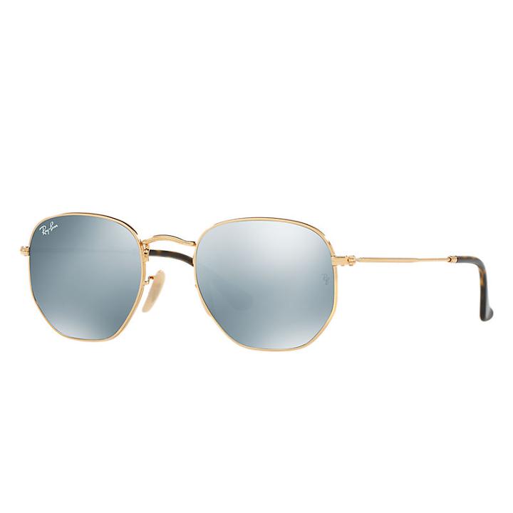 Ray-ban Hexagonal Flat Gold Sunglasses, Gray Lenses - Rb3548n