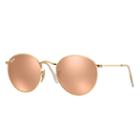 Ray-ban Round Gold Sunglasses, Pink Flash Lenses - Rb3447