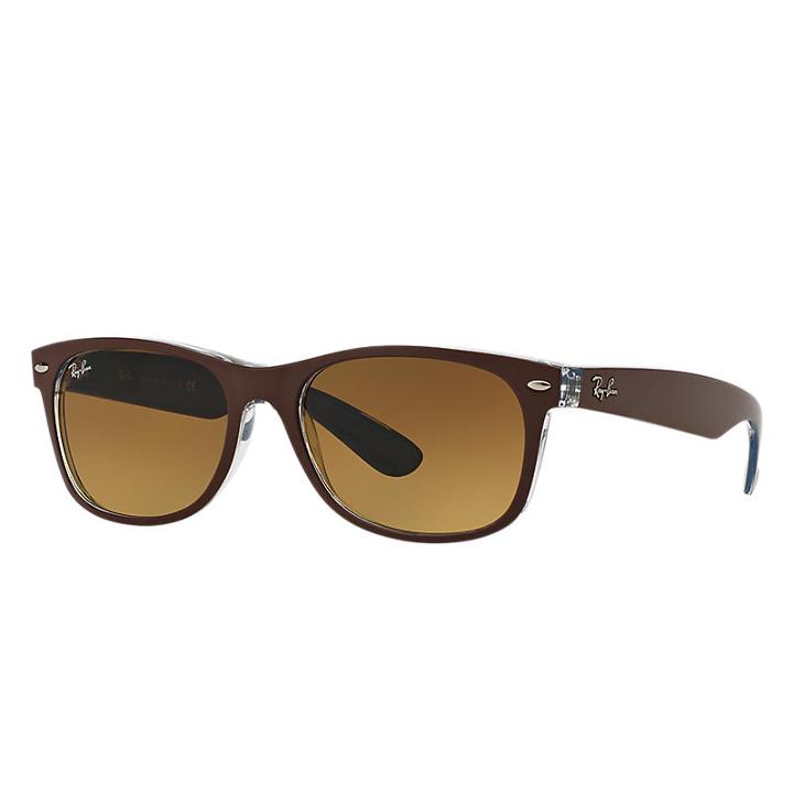 Ray-ban New Wayfarer Bicolor Brown Sunglasses, Brown Sunglasses Lenses - Rb2132