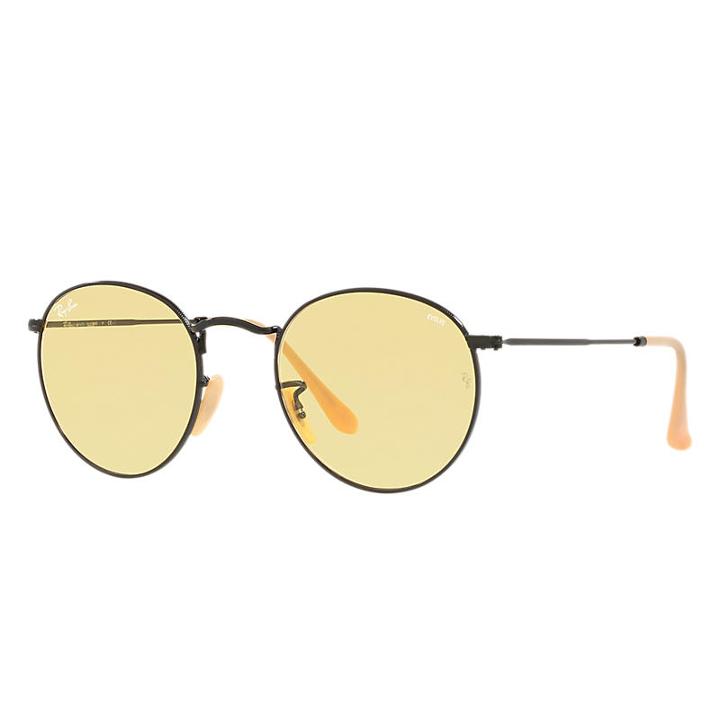 Ray-ban Round Evolve Black Sunglasses, Yellow Lenses - Rb3447