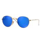 Ray-ban Round Metal Folding Gold Sunglasses, Blue Lenses - Rb3532