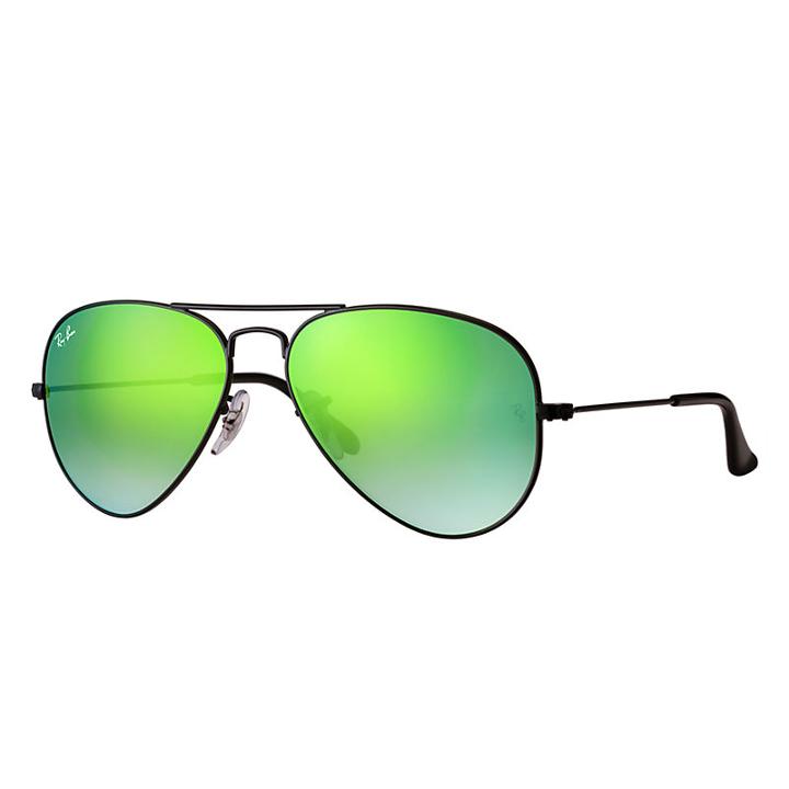 Ray-ban Aviator Black  Sunglasses, Green  Flash Lenses - Rb3025