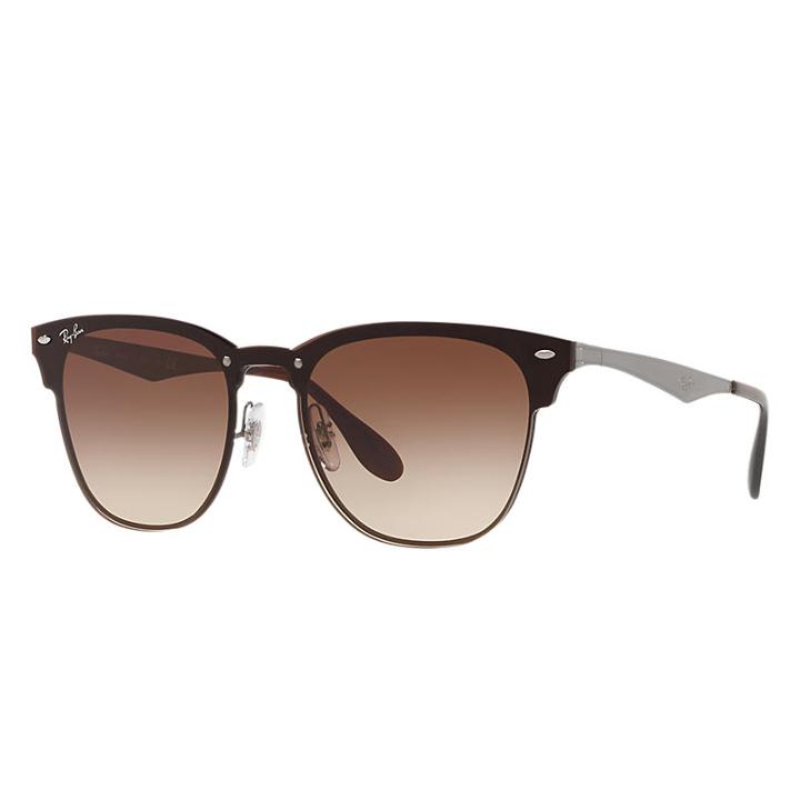 Ray-ban Blaze Clubmaster Gunmetal Sunglasses, Brown Lenses - Rb3576n