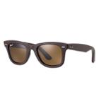 Ray-ban Wayfarer Leather Brown Sunglasses, Polarized Brown Sunglasses Lenses - Rb2140qm