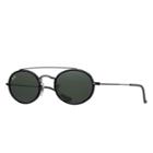 Ray-ban Oval Double Bridge Black Sunglasses, Green Lenses - Rb3847n