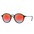 Ray-ban Round Fleck  Black Sunglasses, Orange Flash Lenses - Rb2447