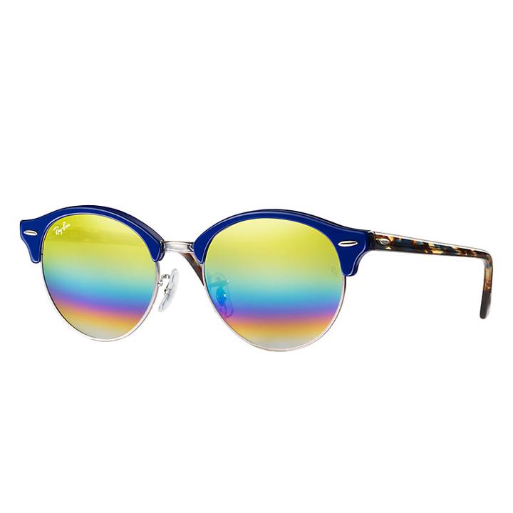 Ray-ban Clubround Mineral Blue Sunglasses, Yellow Flash Lenses - Rb4246