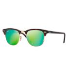 Ray-ban Clubmaster Tortoise Sunglasses, Green Flash Lenses - Rb3016