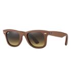 Ray-ban Wayfarer Leather Copper Sunglasses, Brown Lenses - Rb2140qm