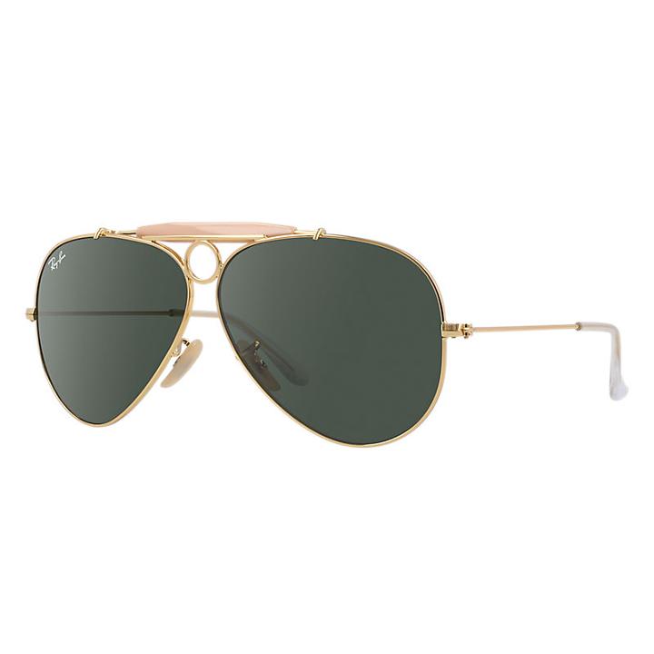 Ray-ban Shooter Gold Sunglasses, Green Lenses - Rb3138