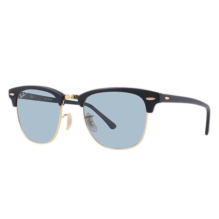 Ray-ban Men's Clubmaster Classic Black Sunglasses, Polarized Blue Lenses - Rb3016