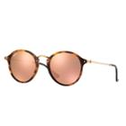 Ray-ban Round Fleck @collection Gold Sunglasses, Pink Lenses - Rb2447