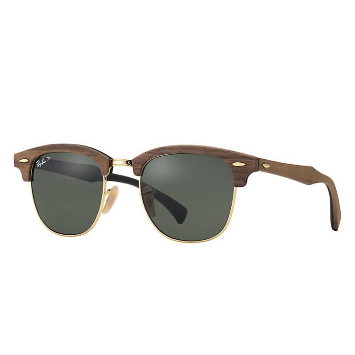 Ray-ban Clubmaster Wood Brown, Polarized Lenses - Rb3016m