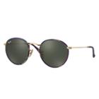 Ray-ban Round Camouflage Gold  Sunglasses, Green Lenses - Rb3447jm