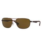 Ray-ban Gunmetal Sunglasses, Brown Lenses - Rb3528