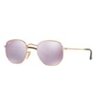 Ray-ban Hexagonal Flat Gold Sunglasses, Violet Lenses - Rb3548n