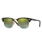 Ray-ban Clubmaster Folding Gold Sunglasses, Green Flash Lenses - Rb2176