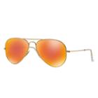 Ray-ban Aviator Gold  Sunglasses, Orange Flash Lenses - Rb3025