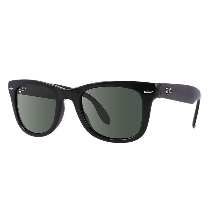 Ray-ban Wayfarer Folding Classic Black Sunglasses, Polarized Green Lenses - Rb4105