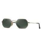 Ray-ban Octagonal Flat Gold Sunglasses, Green Lenses - Rb3556n