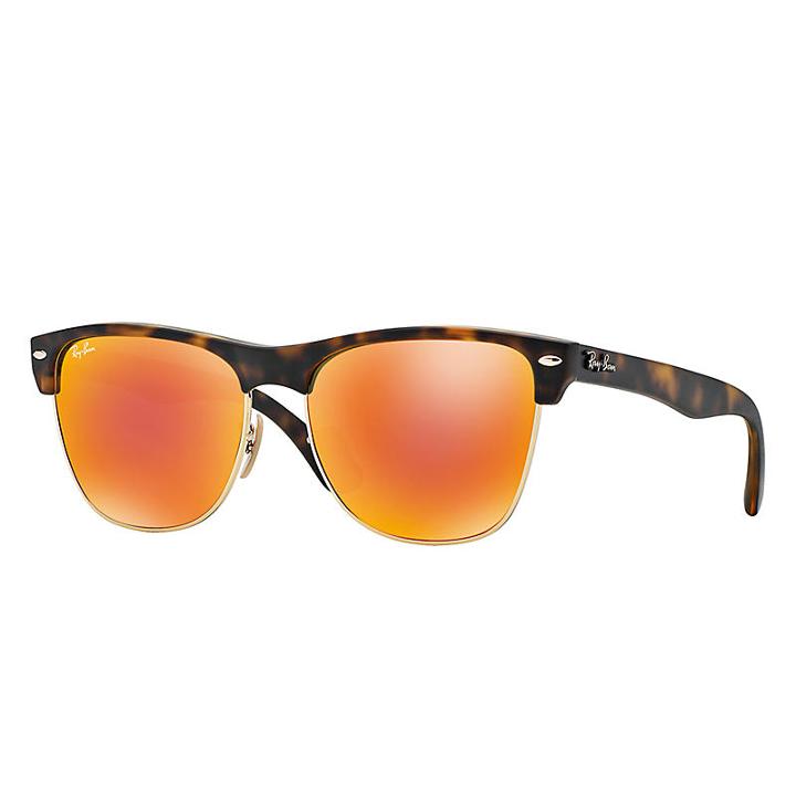 Ray-ban Clubmaster Oversized Blue Sunglasses, Orange Flash Lenses - Rb4175