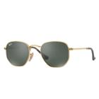 Ray-ban Hexagonal Flat Gold Sunglasses, Green Lenses - Rb3548n