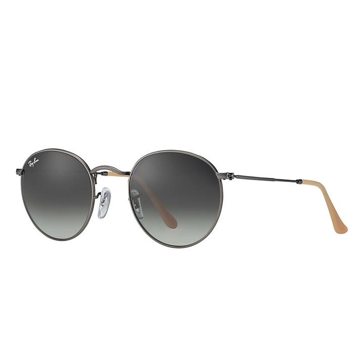 Ray-ban Round Metal Gunmetal Sunglasses, Gray Lenses - Rb3447