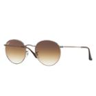 Ray-ban Round Flat Gunmetal Sunglasses, Brown Lenses - Rb3447n
