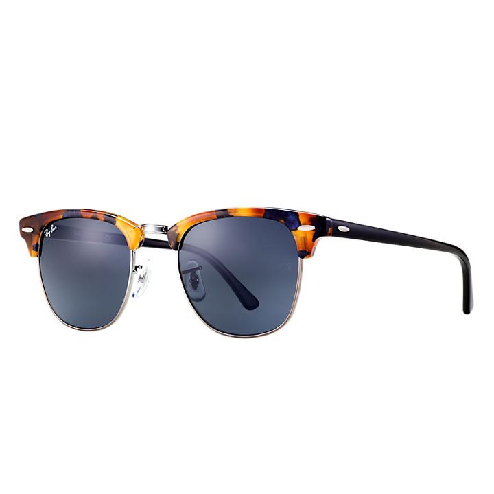 Ray-ban Clubmaster Fleck Black Sunglasses, Blue Lenses - Rb3016
