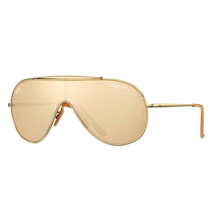 Ray-ban Gold En Wings Gold Sunglasses Sunglasses, Yellow Lenses - Rb3597k