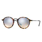 Ray-ban Round Fleck Black Sunglasses, Gray Flash Lenses - Rb2447