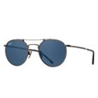 Ray-ban Round Titanium Pewter Sunglasses, Blue Lenses - Rb8147