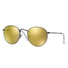 Ray-ban Round Gunmetal Sunglasses, Yellow Flash Lenses - Rb3447