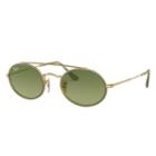 Ray-ban Oval Double Bridge Gold Sunglasses, Green Lenses - Rb3847n