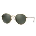 Ray-ban Round Metal Folding Gold  Sunglasses, Green Lenses - Rb3532