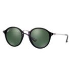 Ray-ban Round Fleck Silver Sunglasses, Polarized Green Lenses - Rb2447