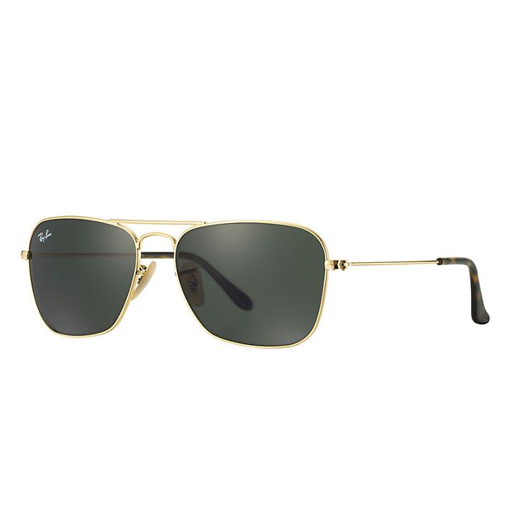 Ray-ban Caravan Gold Sunglasses, Green Lenses - Rb3136