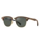 Ray-ban Clubmaster Wood Brown Sunglasses, Polarized Green Lenses - Rb3016m