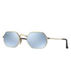 Ray-ban Octagonal Flat Gold Sunglasses, Gray Lenses - Rb3556n
