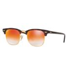Ray-ban Clubmaster Blue Sunglasses, Orange Flash Lenses - Rb3016