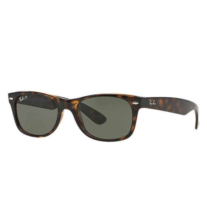 Ray-ban Men's New Wayfarer Blue Sunglasses, Polarized Green Lenses - Rb2132