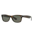 Ray-ban Men's New Wayfarer Blue Sunglasses, Polarized Green Lenses - Rb2132