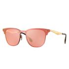 Ray-ban Blaze Clubmaster Gold Sunglasses, Pink Lenses - Rb3576n